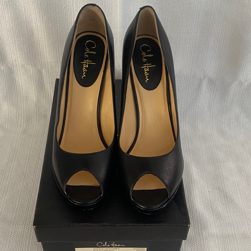 Cole Haan Black Peep Toe Heels